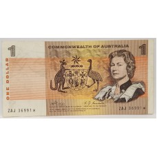 AUSTRALIA 1969 . ONE 1 DOLLAR BANKNOTE . PHILLIPS/RANDALL . STAR NOTE